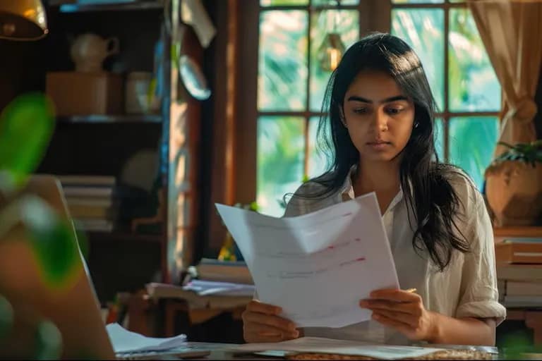MCom student analyzing financial reports during an MCom course