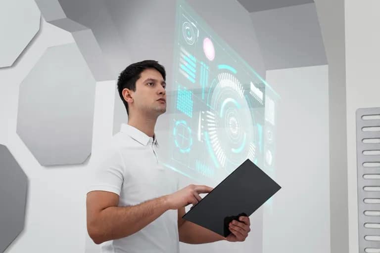 MCA student attending an interactive lecture in a modern university classroom