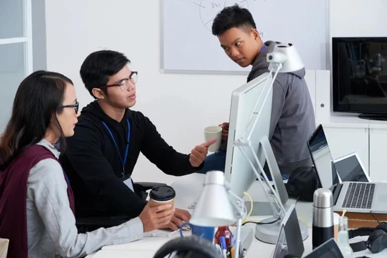 Engineering students using computer-aided design software during a BTech course