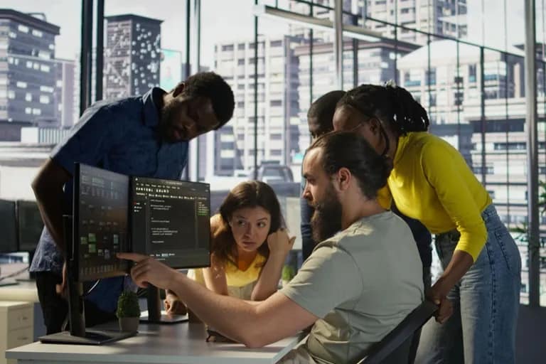 BCA students developing computer applications in a university computer lab